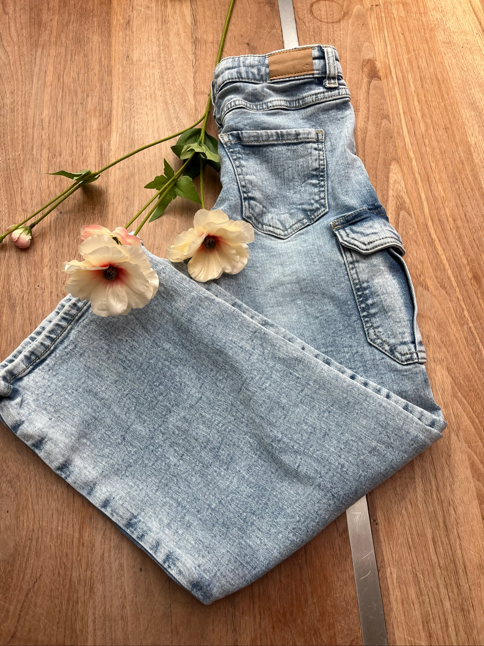 🌸 𝒎𝒛 | Shoeby cargo jeans | wide leg | lichtblauw | maat 134 | verstelbare taille – photo 4
